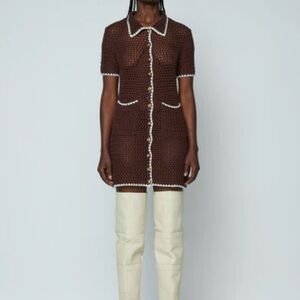 Wynn Hamlyn brown crochet dress